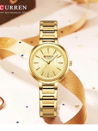 ساعة يد نسائية CURRÉN ذهبية مضيئة – موديل 9109